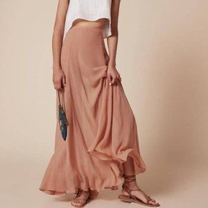 Reformation Caspian Sheer Maxi Flowy Buff Skirt 12. No lining